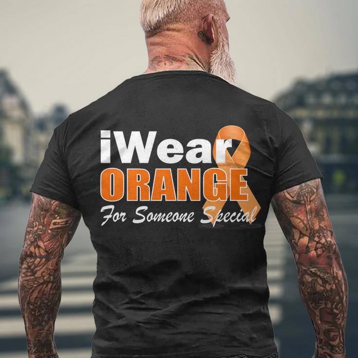 I Wear Orange For Someone I Love Leukemia Tshirt Men's Crewneck Short Sleeve Back Print T-shirt Gifts for Old Men
