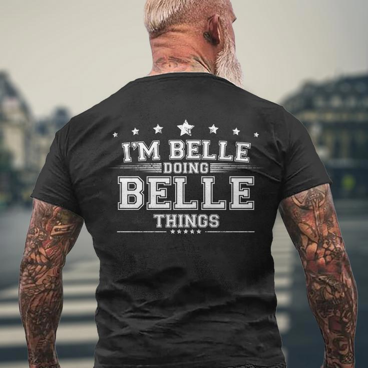 Im Belle Doing Belle Things Men's Crewneck Short Sleeve Back Print T-shirt Gifts for Old Men