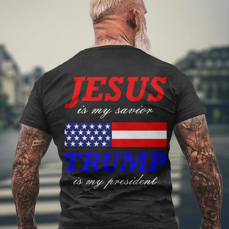 Jesus Savior Trump President Men's Crewneck Short Sleeve Back Print T-shirt Gifts for Old Men