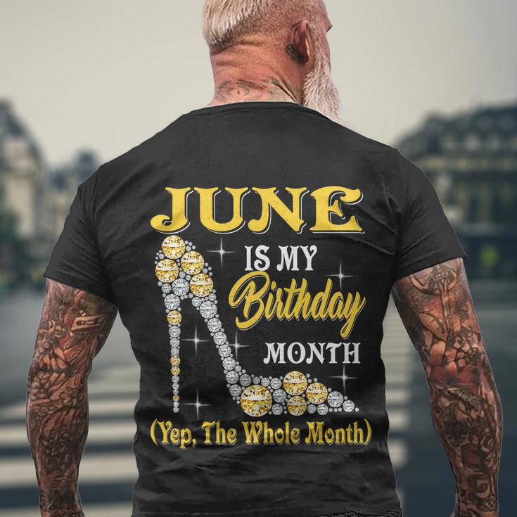 June Is My Birthday Month The Whole Month Girl High Heels Men's Crewneck Short Sleeve Back Print T-shirt Gifts for Old Men