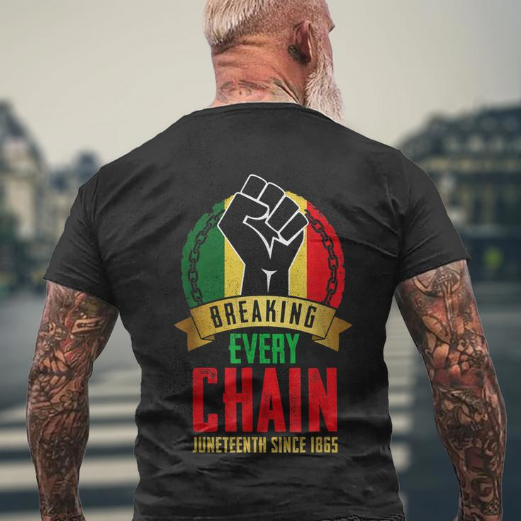 Juneteenth Breaking Every Chain Since 1865 Black Freedom Men's Crewneck Short Sleeve Back Print T-shirt Gifts for Old Men