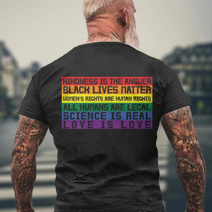 Kindness Is The Answer Lgbt Gay Pride Lesbian Bisexual Ally Quote Men's Crewneck Short Sleeve Back Print T-shirt Gifts for Old Men