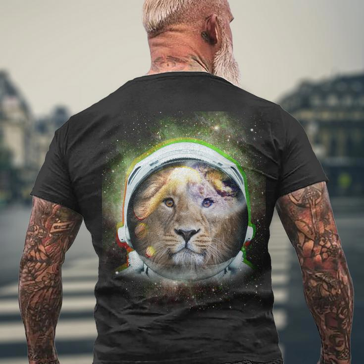 King Of The Universe Lion Space Astronaut Helmet Men's Crewneck Short Sleeve Back Print T-shirt Gifts for Old Men