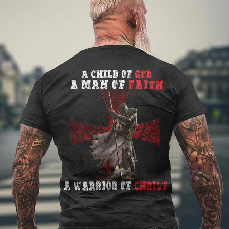 Knights TemplarShirt - A Child Of God A Man Of Faith A Warrior Of Christ Men's T-shirt Back Print Gifts for Old Men