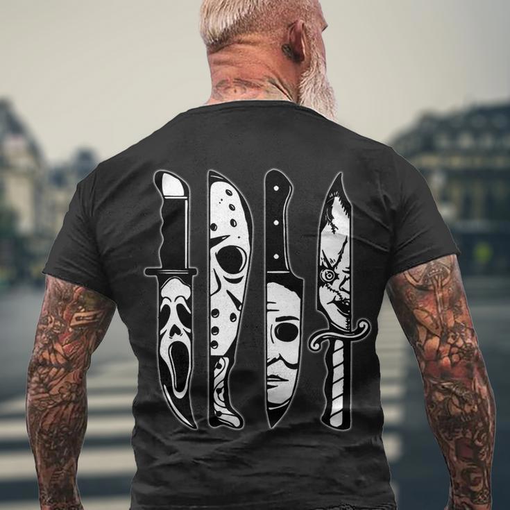 Knives Machete Horror Movies Halloween Tshirt Men's Crewneck Short Sleeve Back Print T-shirt Gifts for Old Men