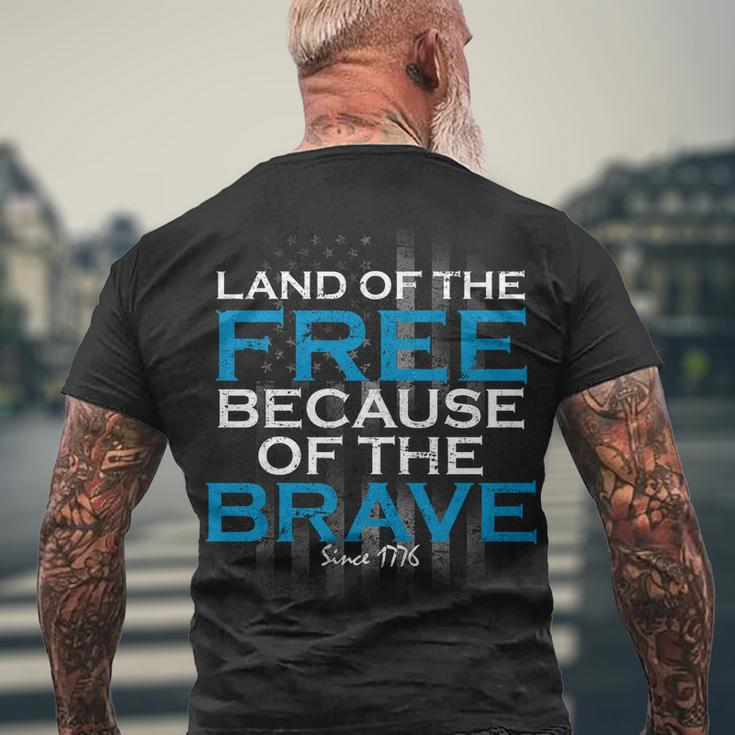Land Of The Free Because Of The Brave Usa Men's Crewneck Short Sleeve Back Print T-shirt Gifts for Old Men