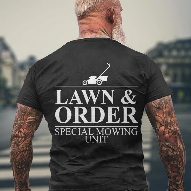 Lawn & Order Special Mowing Unit Men's Crewneck Short Sleeve Back Print T-shirt Gifts for Old Men