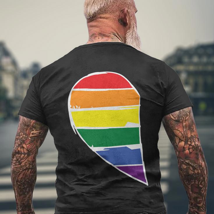 Left Half Of Heart Lgbt Gay Pride Lesbian Bisexual Ally Quote Men's Crewneck Short Sleeve Back Print T-shirt Gifts for Old Men