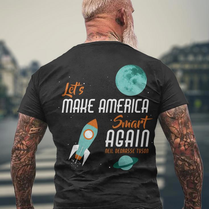 Lets Make America Smart Again Tshirt Men's Crewneck Short Sleeve Back Print T-shirt Gifts for Old Men