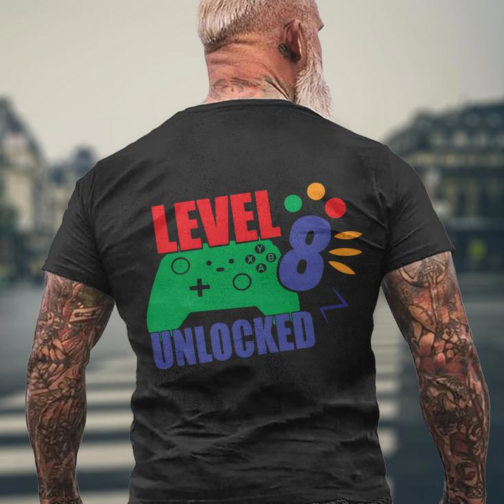 Level 8 Unlocked 8Th Gamer Video Game Birthday Video Game Men's T-shirt Back Print Gifts for Old Men