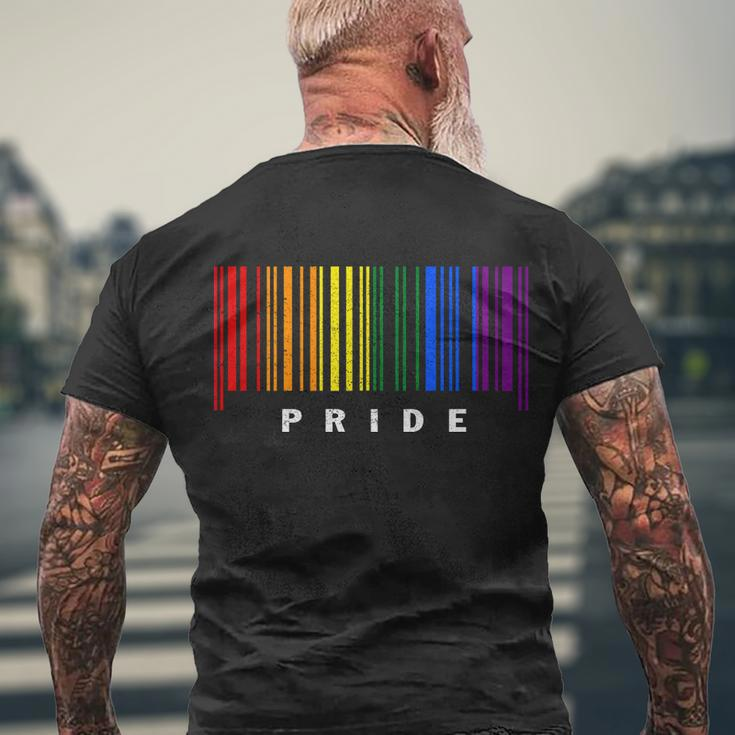 Lgbt Gay Barcode Support Lgbtq Ally Rainbow Pride Gay Flag Men's Crewneck Short Sleeve Back Print T-shirt Gifts for Old Men
