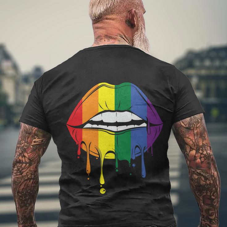 Lips Lgbt Gay Pride Lesbian Bisexual Ally Quote V2 Men's Crewneck Short Sleeve Back Print T-shirt Gifts for Old Men