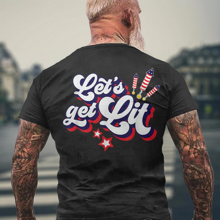 Lets Get Lit Fireworks 4Th Of July Retro Vintage Men's T-shirt Back Print Gifts for Old Men