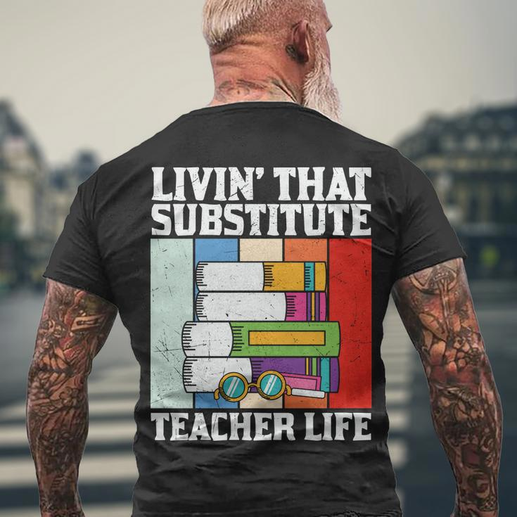 Livin’ That Substitute Teacher Life Graphic Plus Size Shirt For Teacher Female Men's Crewneck Short Sleeve Back Print T-shirt Gifts for Old Men