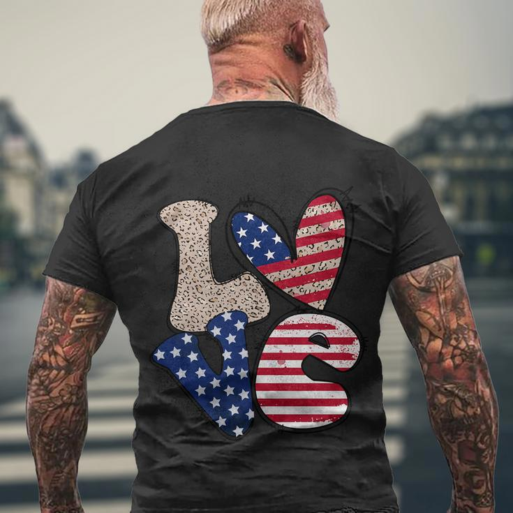 Love America Cute Funny 4Th Of July Independence Day Plus Size Graphic Men's Crewneck Short Sleeve Back Print T-shirt Gifts for Old Men