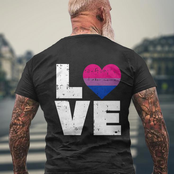Love Vintage Heart Lgbt Bisexual Colors Gay Flag Pride Gift Men's Crewneck Short Sleeve Back Print T-shirt Gifts for Old Men