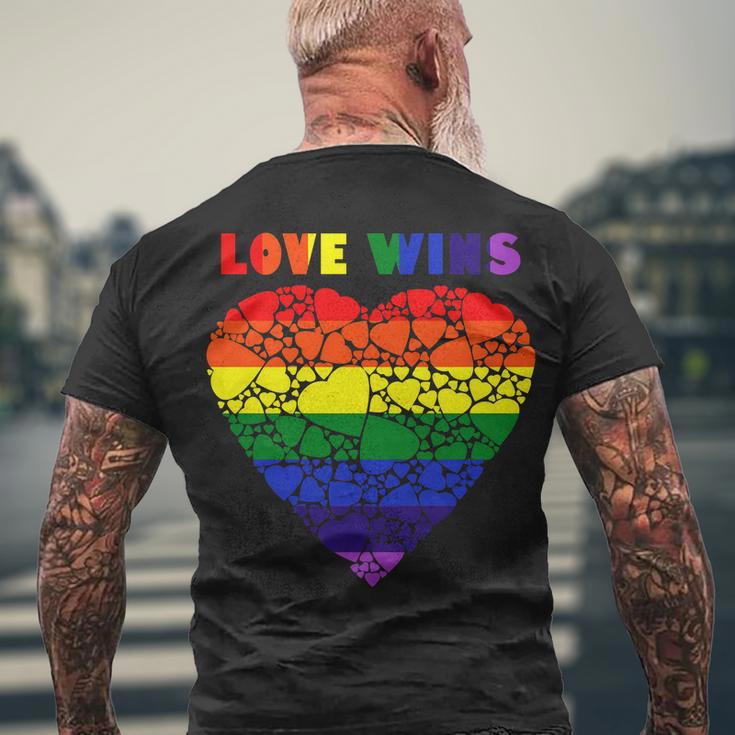 Love Wins Heart Men's Crewneck Short Sleeve Back Print T-shirt Gifts for Old Men