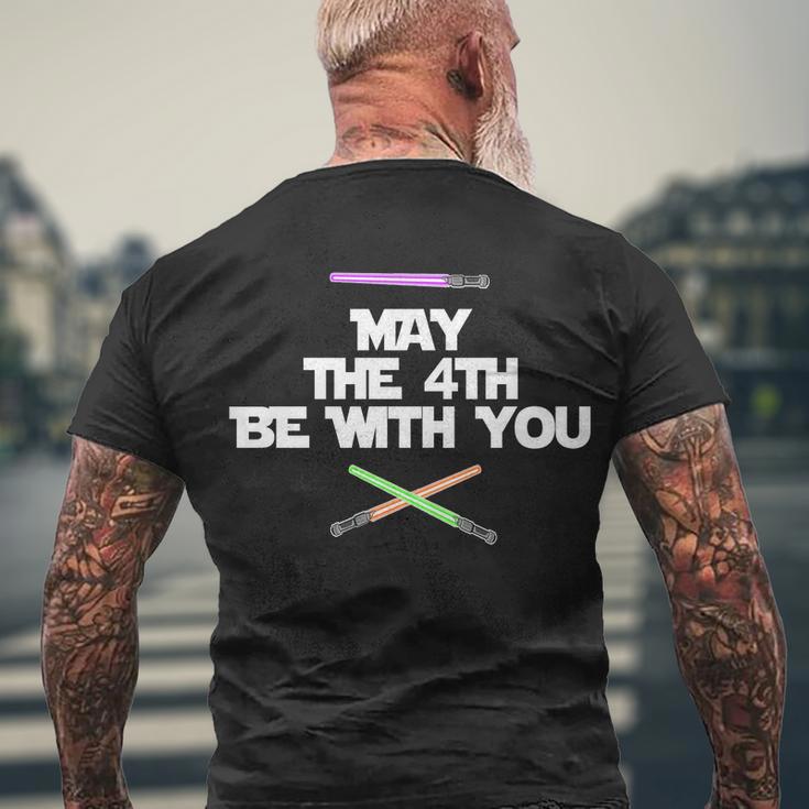 May The 4Th Be With You Lightsabers Men's Crewneck Short Sleeve Back Print T-shirt Gifts for Old Men