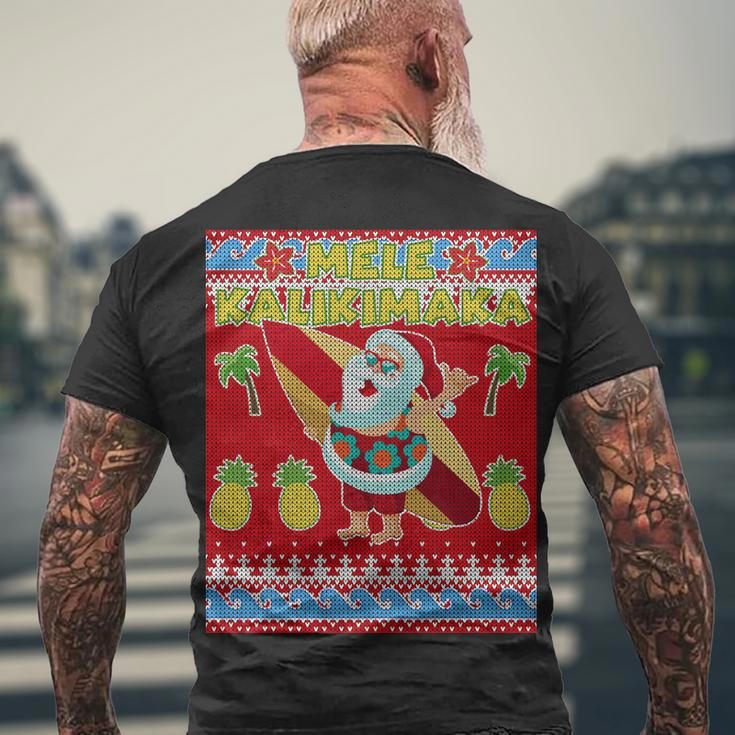Mele Kalikimaka Santa Ugly Christmas V2 Men's Crewneck Short Sleeve Back Print T-shirt Gifts for Old Men