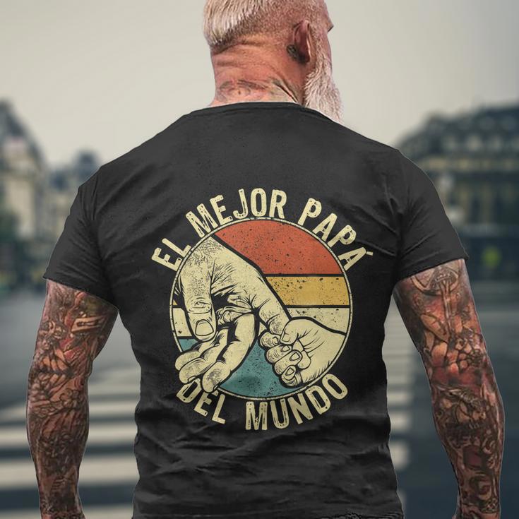 Mens Fathers Day Spanish Dia Del Padre El Mejor Papá Del Mundo Men's Crewneck Short Sleeve Back Print T-shirt Gifts for Old Men