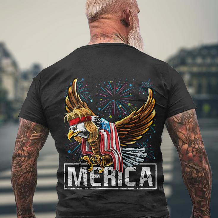 Merica Bald Eagle Mullet 4Th Of July American Flag Patriotic Funny Gift Men's Crewneck Short Sleeve Back Print T-shirt Gifts for Old Men