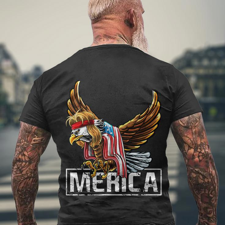 Merica Bald Eagle Mullet 4Th Of July American Flag Patriotic Gift Men's Crewneck Short Sleeve Back Print T-shirt Gifts for Old Men