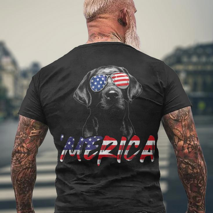 Merica Black Labrador 4Th Of July American Flag Lab Dog Men's T-shirt Back Print Gifts for Old Men