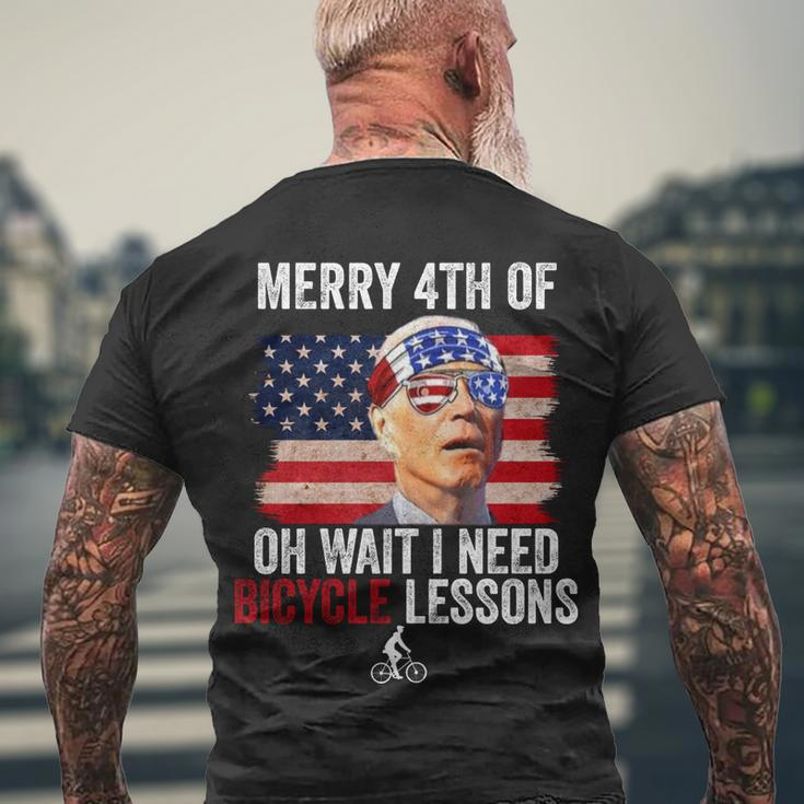 Merry 4Th Of July Biden Bike Bicycle Falls Off Funny Men's Crewneck Short Sleeve Back Print T-shirt Gifts for Old Men