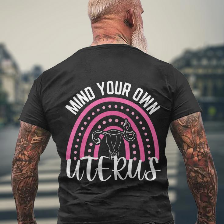Mind Your Own Uterus Rainbow 1973 Pro Roe Men's Crewneck Short Sleeve Back Print T-shirt Gifts for Old Men