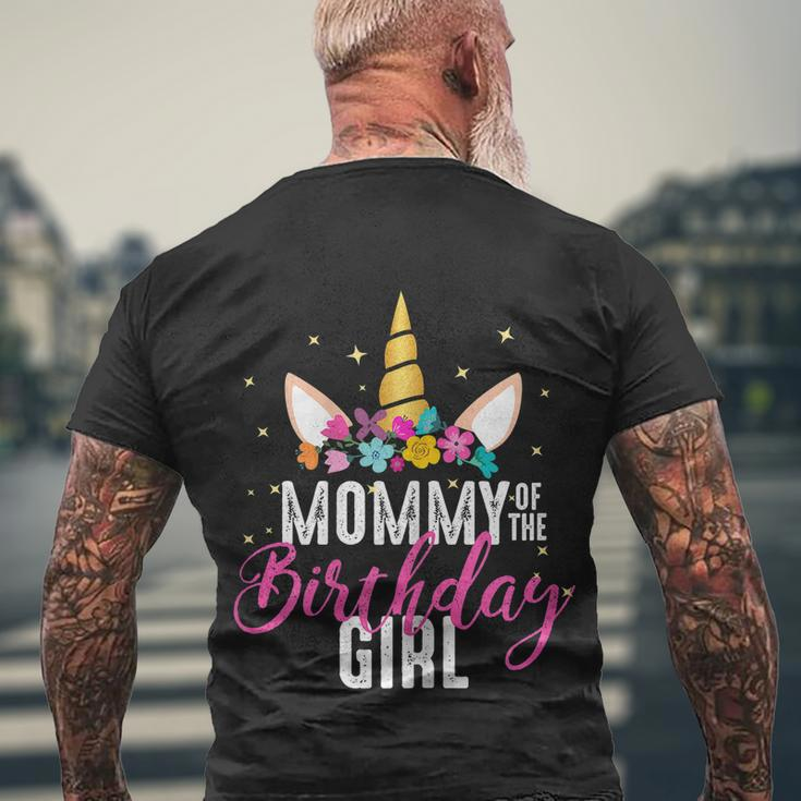 Mommy Of The Birthday Girl Mother Gift Unicorn Birthday Gift Men's Crewneck Short Sleeve Back Print T-shirt Gifts for Old Men
