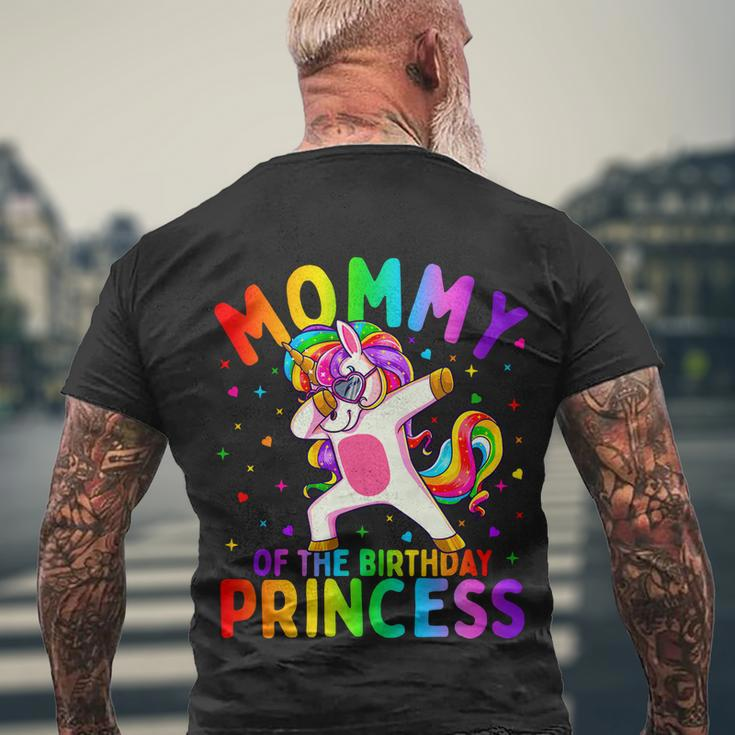 Mommy Of The Birthday Princess Girl Cool Gift Dabbing Unicorn Mom Gift Men's Crewneck Short Sleeve Back Print T-shirt Gifts for Old Men