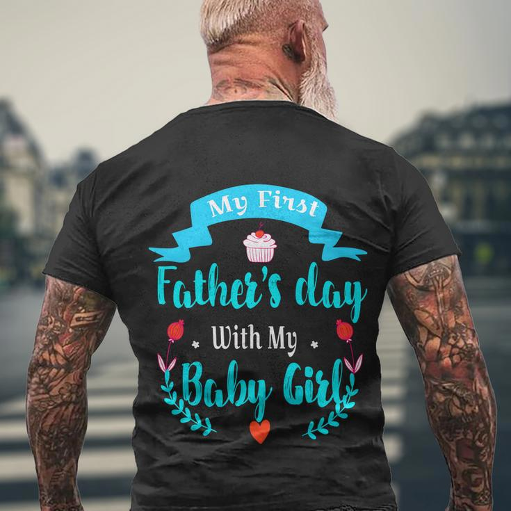 My 1St Fathers Day Baby Girl Men's Crewneck Short Sleeve Back Print T-shirt Gifts for Old Men