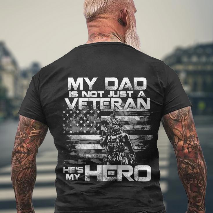 My Dad Veteran My Hero Veteran Support Funny Fathers Day Men's Crewneck Short Sleeve Back Print T-shirt Gifts for Old Men