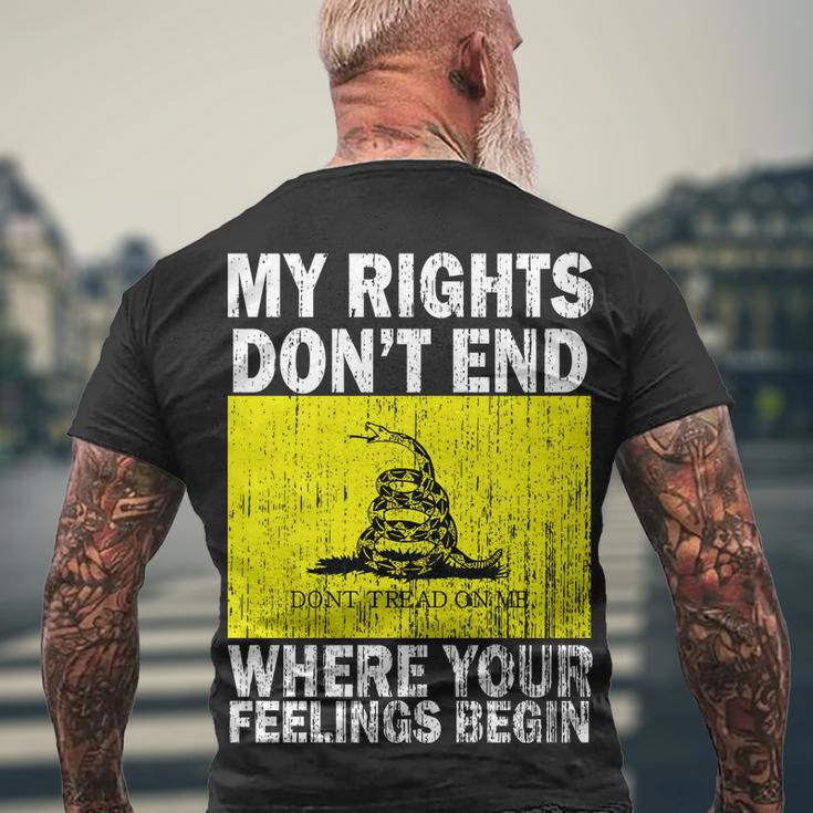 My Rights Dont End Where Your Feelings Begin Tshirt Men's Crewneck Short Sleeve Back Print T-shirt Gifts for Old Men