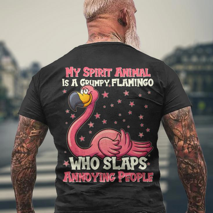 My Spirit Animal Is A Grumpy Flamingo Men's Crewneck Short Sleeve Back Print T-shirt Gifts for Old Men