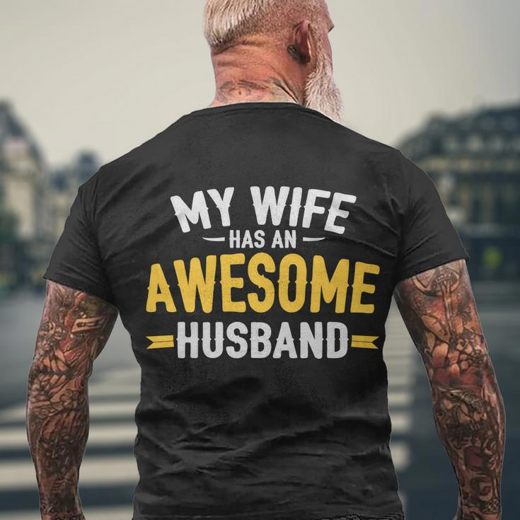 My Wife Has An Awesome Husband Tshirt Men's Crewneck Short Sleeve Back Print T-shirt Gifts for Old Men