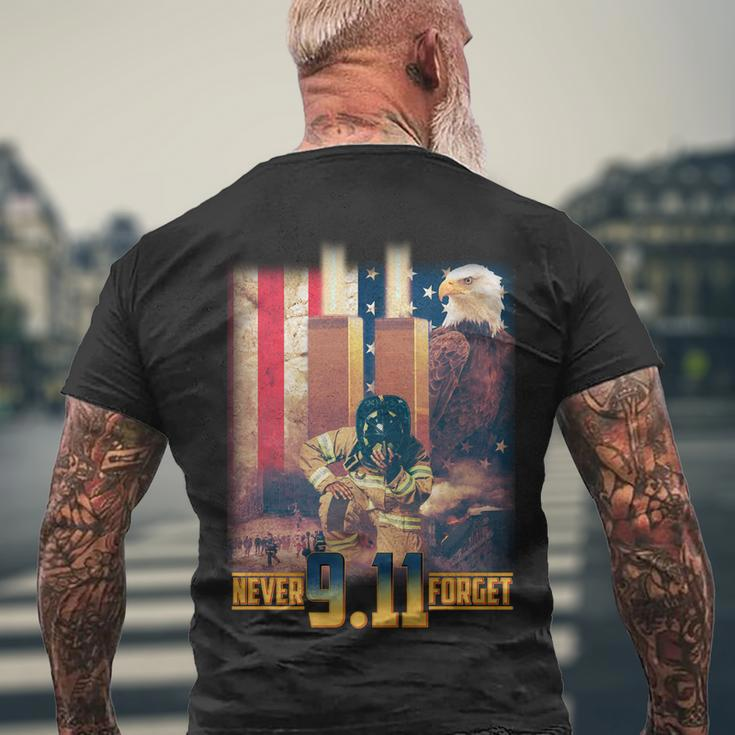 Never Forget 9 11 September 11 Memorial New York City Firefighter Tshirt Men's Crewneck Short Sleeve Back Print T-shirt Gifts for Old Men