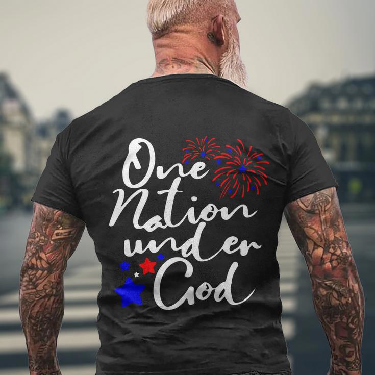 One Nation Under God Firework 4Th Of July V2 Men's Crewneck Short Sleeve Back Print T-shirt Gifts for Old Men