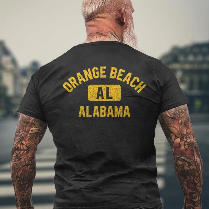 Orange Beach Al Alabama Gym Style Distressed Amber Print Men's Back Print T-shirt Gifts for Old Men