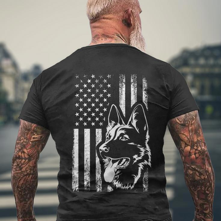 Patriotic German Shepherd American Flag Dog Lover Gift V2 Men's Crewneck Short Sleeve Back Print T-shirt Gifts for Old Men
