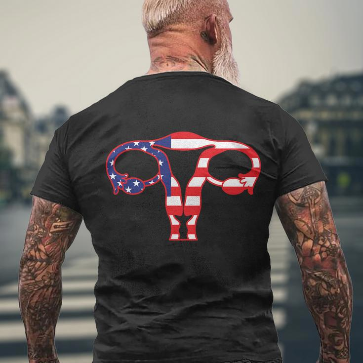 Patriotic Uterus American Flag Womens Rights 1973 Pro Roe Men's Crewneck Short Sleeve Back Print T-shirt Gifts for Old Men