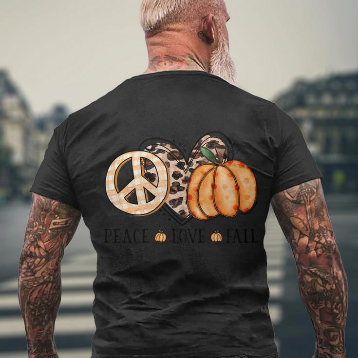 Peace Love Fall Thanksgiving Quote V2 Men's Crewneck Short Sleeve Back Print T-shirt Gifts for Old Men