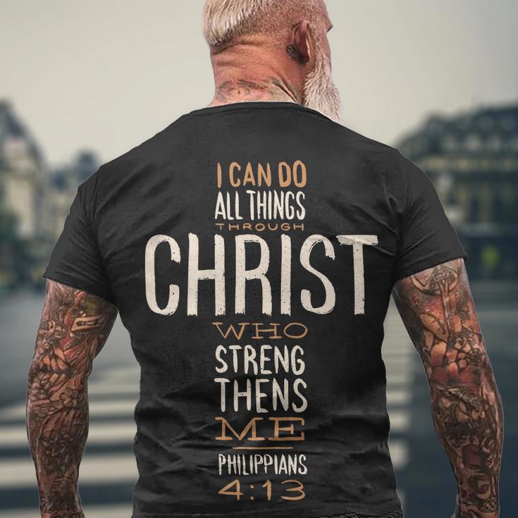 Philippians Bible Quote Cross Men's Crewneck Short Sleeve Back Print T-shirt Gifts for Old Men