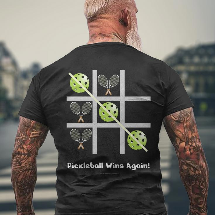 Pickleball Tic Tac Toe Tennis Men's Crewneck Short Sleeve Back Print T-shirt Gifts for Old Men