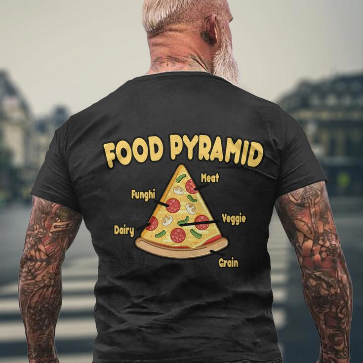 Pizza Food Pyramid Men's Crewneck Short Sleeve Back Print T-shirt Gifts for Old Men