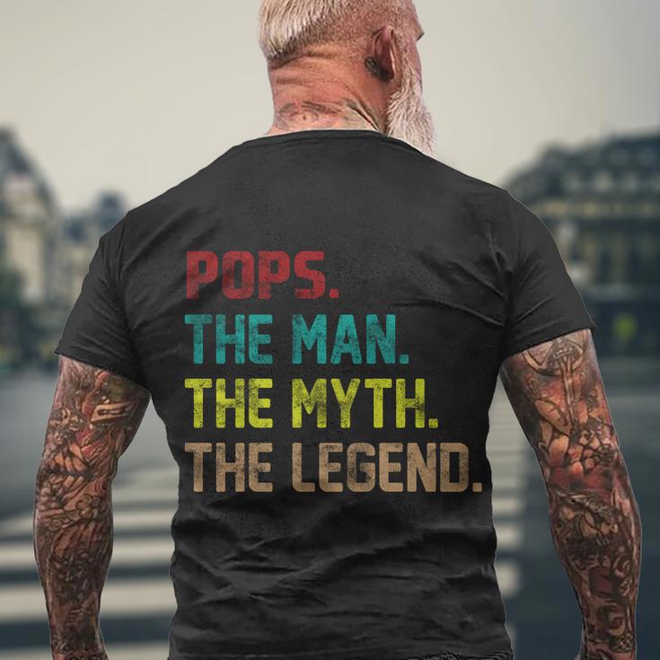 Pops The Man The Myth The Legend Funny Grandpa Tshirt Men's Crewneck Short Sleeve Back Print T-shirt Gifts for Old Men