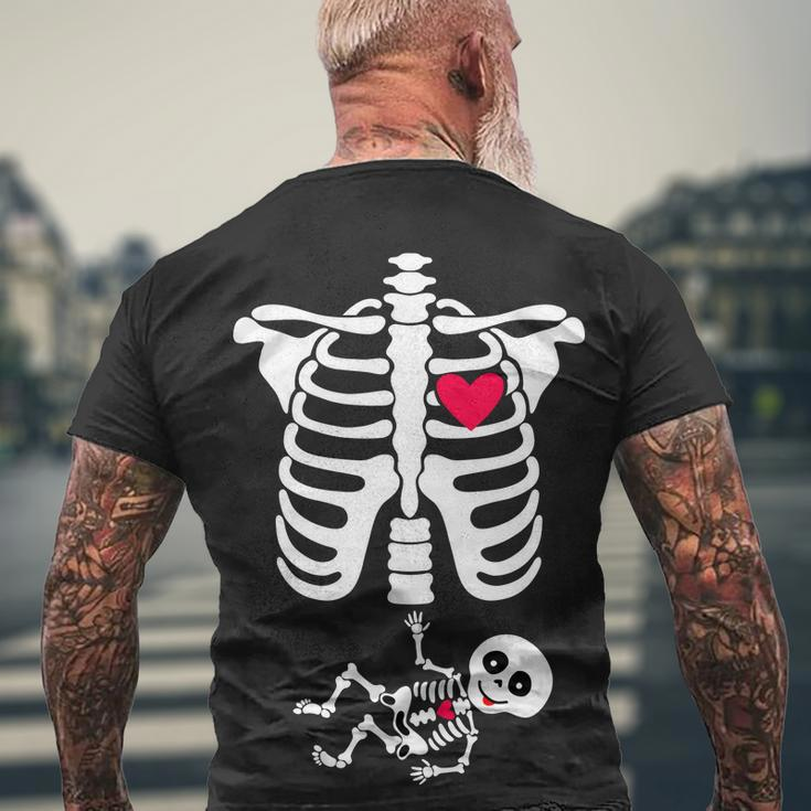 Pregnant Skeleton Ribcage With Baby Costume Men's Crewneck Short Sleeve Back Print T-shirt Gifts for Old Men