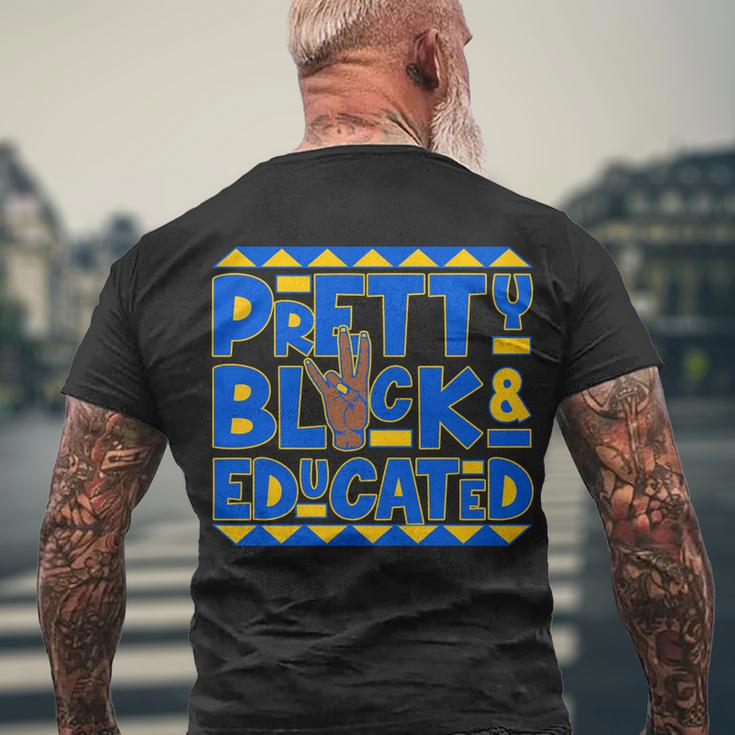 Pretty Black And Educated Sigma Gamma Rho Hand Sign Men's Crewneck Short Sleeve Back Print T-shirt Gifts for Old Men