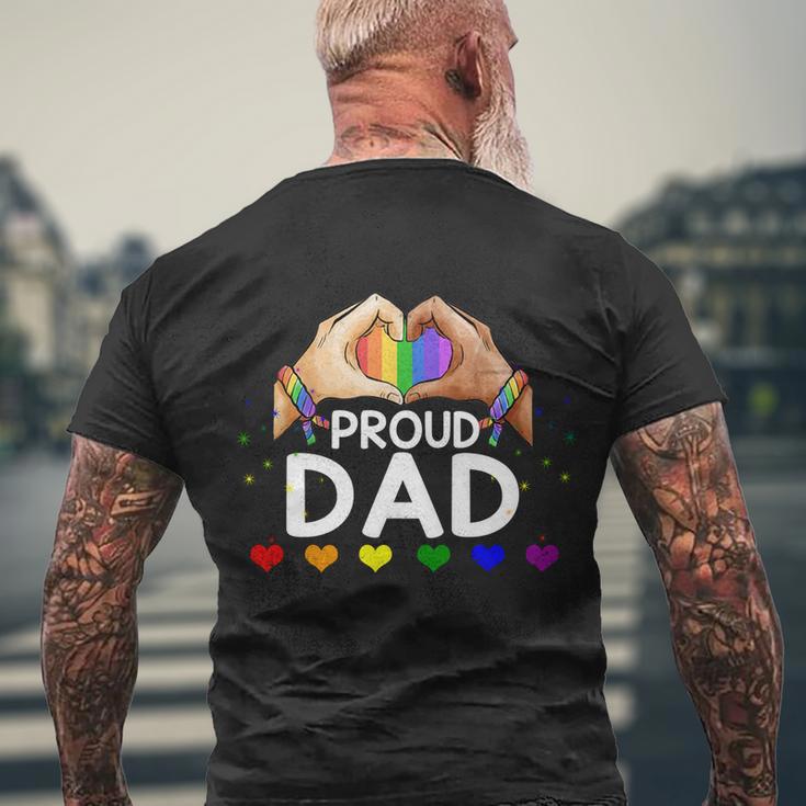 Proud Dad Lgbt Flag Gay Lesbian Pride Parades Rainbow Funny Gift Men's Crewneck Short Sleeve Back Print T-shirt Gifts for Old Men