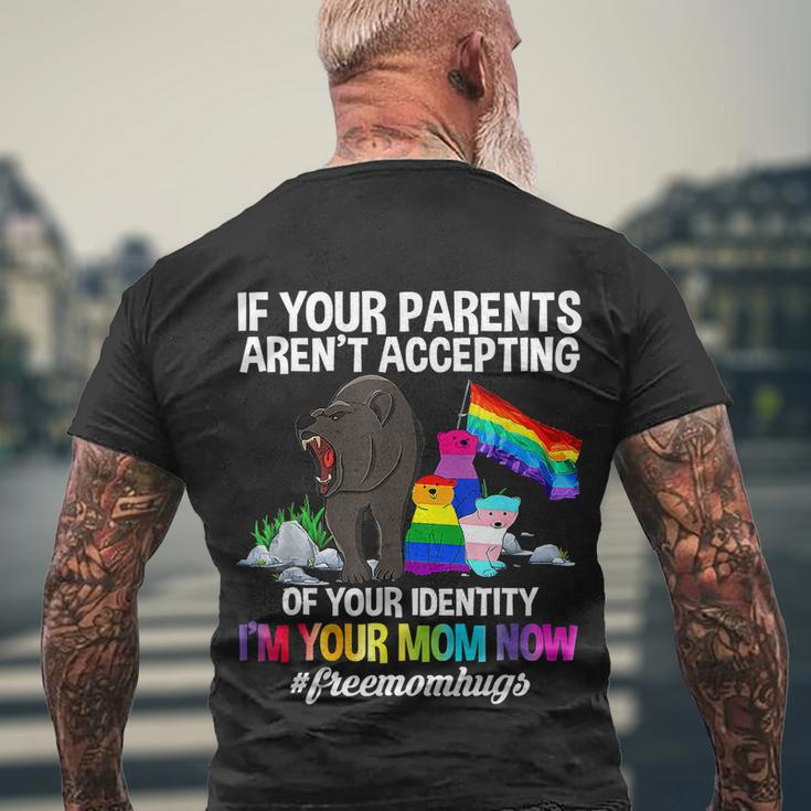 Proud Mama Bear Lgbt Gay Pride Lgbtq Free Mom Hugs Men's Crewneck Short Sleeve Back Print T-shirt Gifts for Old Men